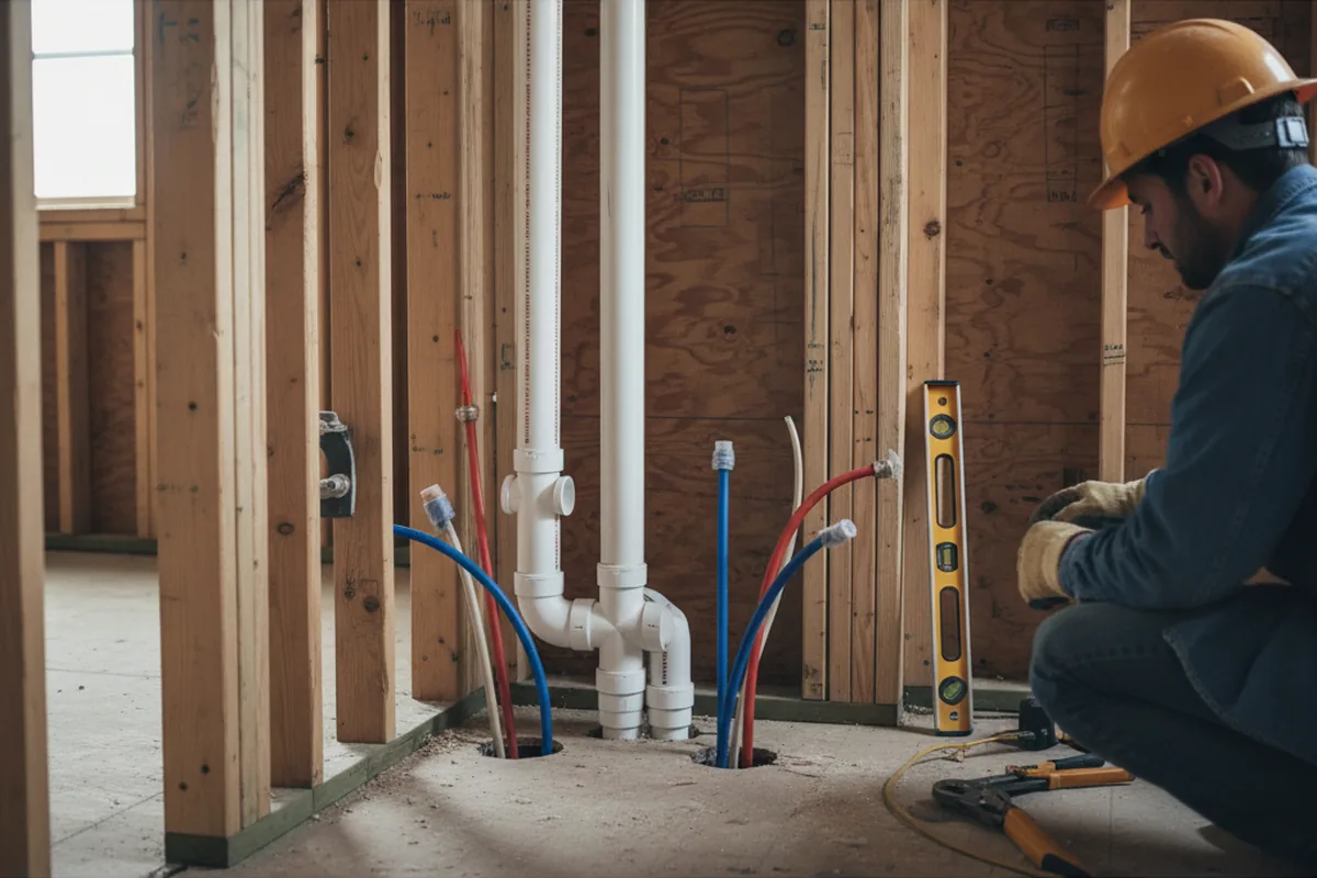 Drain and supply rough-in during Garbage Disposal Repair in Santa Anna